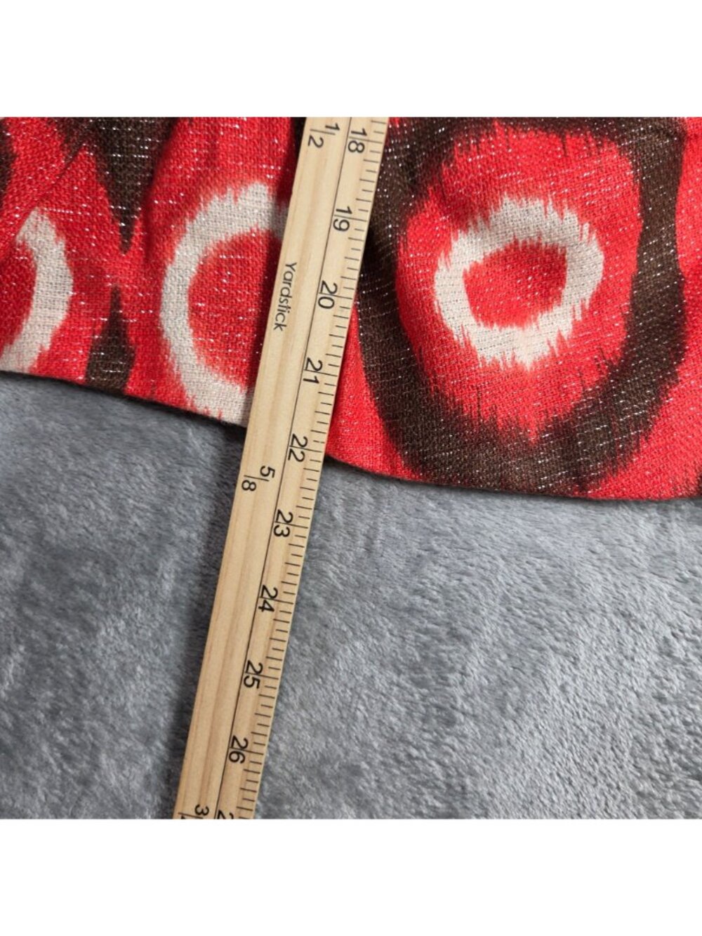 Tory Burch Skirt 0 Red Brown Geometric Tribal Linen Metallic Party Office - Picture 8 of 8